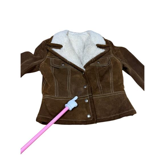 SUEDE VTG 4 Snap Up Coat Womens SZ XS/S Faux Shearling Western Beth Dutton - Picture 10 of 16